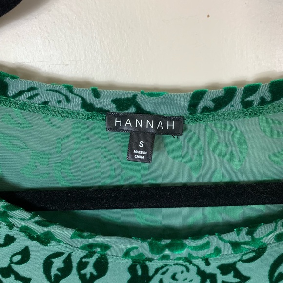 Women's Hannah Green Floral Velvet Burnout Long Sleeve Top Size S Whimsigoth - Picture 3 of 4